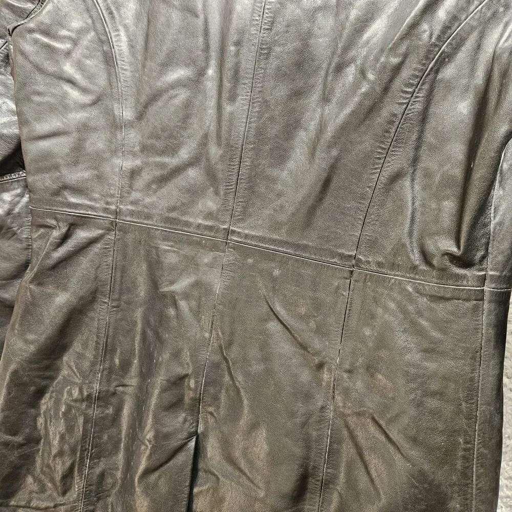 Coach Womens Black Leather Jacket Size XS Mid Length